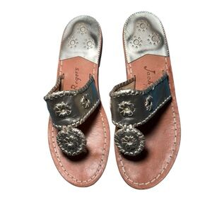 Jack Rogers Silver and Tan Sandals